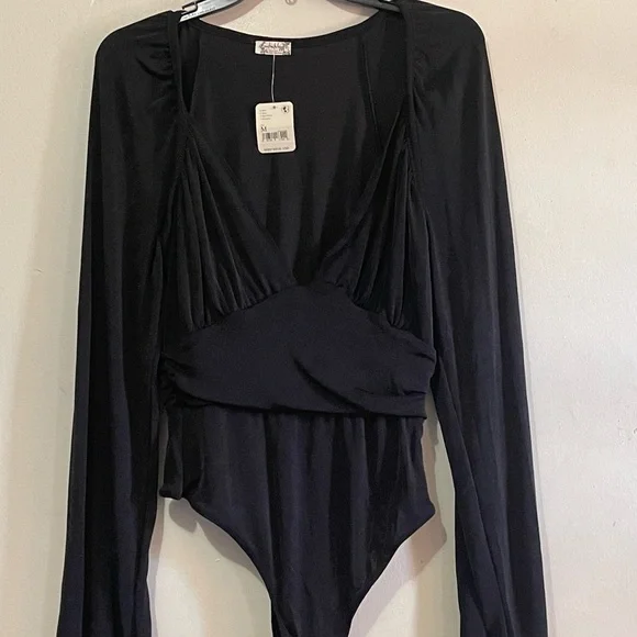 NWT Intimately Free People Top Bodysuit Wrap Black Medium - Picture 14 of 16